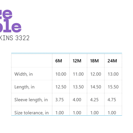Size chart for Rabbit Skins product 3322 with dimensions in inches.